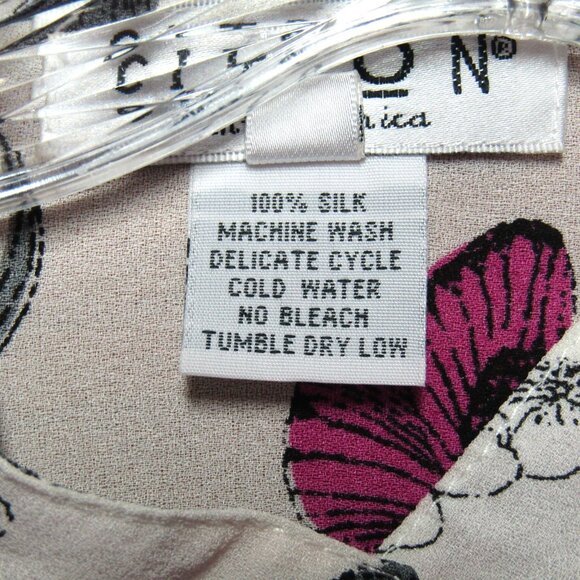 Citron Santa Monica Silk Blouse Top Butterfly Floral PXS Button Up Art to Wear - Picture 6 of 9